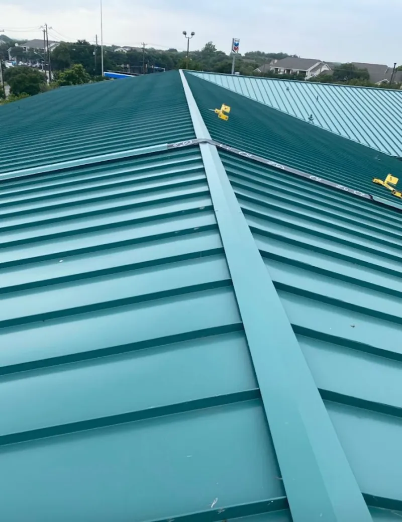 Green commercial metal roof ridge and valley for Metal Roof Repair in Chino